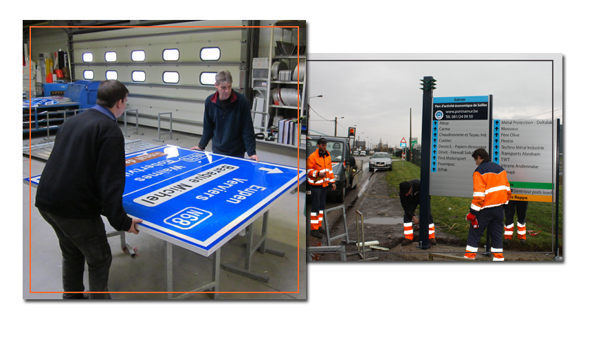 Virage signalisation pose et fabrication